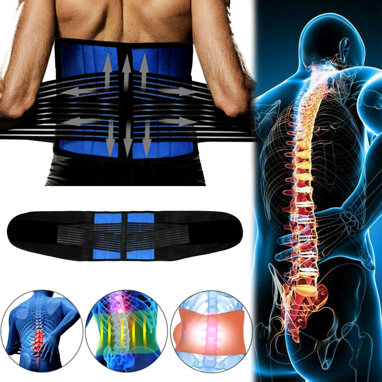 Adjustable Lumbar Support Lower Waist Back Belt Brace Pain Relief for Men Women