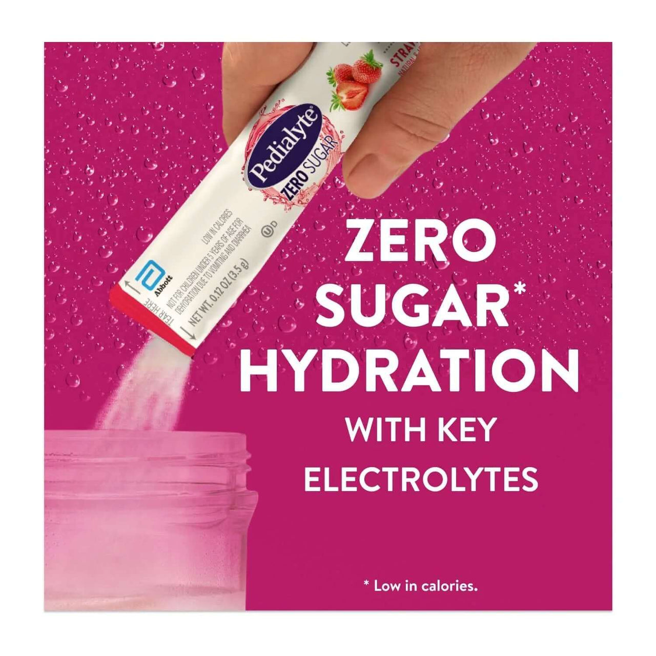 Electrolyte Drink Mix with Zero Sugar, Strawberry, 8 Powder Packets