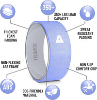 Thumbnail for Sport 12 Inch Foam Roller Yoga Wheel for Back Pain Relief, Stretching, Tissue Massage, and Spinal Alignment, Supports 350 Pounds, Silver & Blue