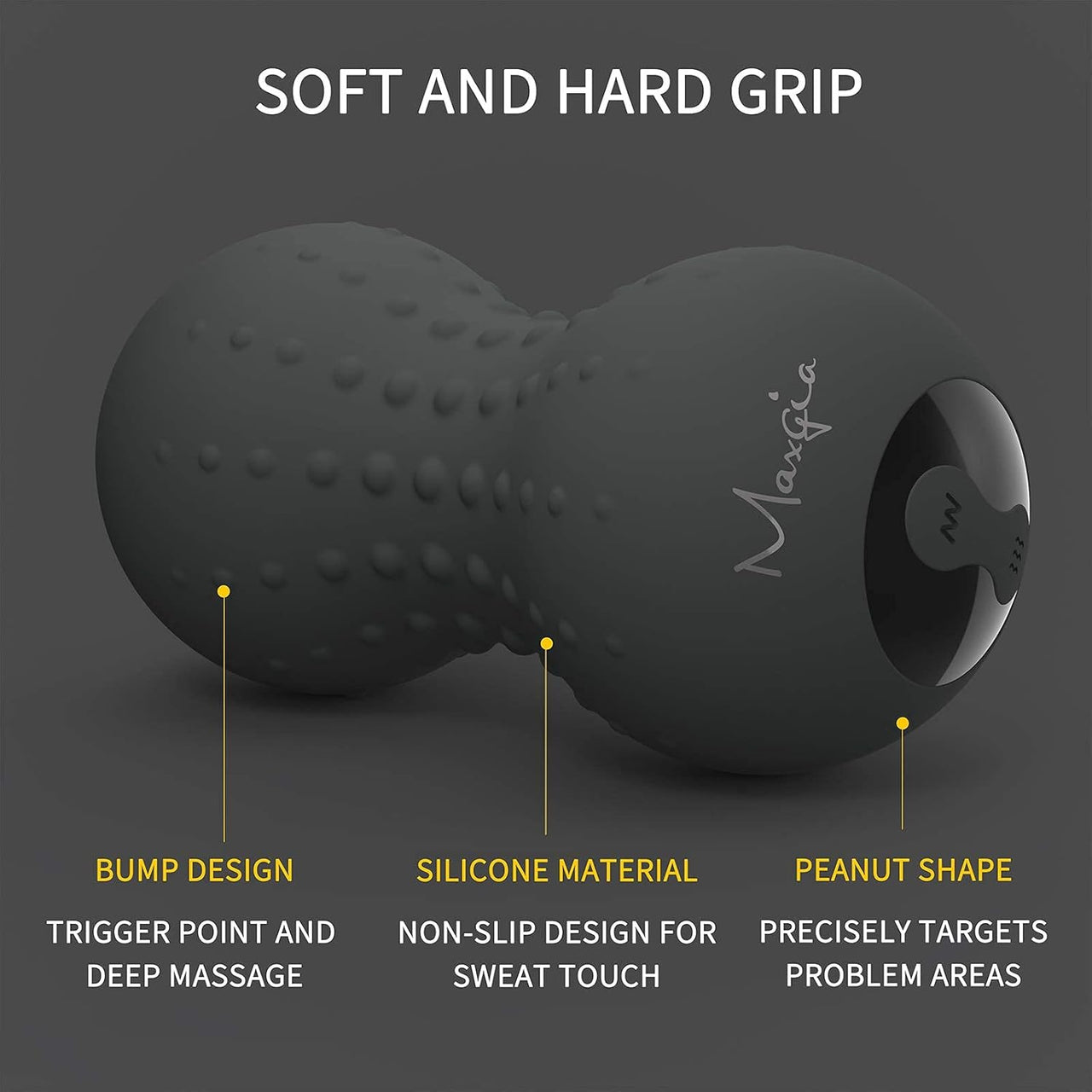 Heating Vibrating Peanut Massage Ball - 5 Intensity Levels & 1 Heat Mode - Foam Roller Double Lacrosse Ball - Deep Tissue Trigger Point Therapy - Firm, Handheld, Rechargeable (Gray)