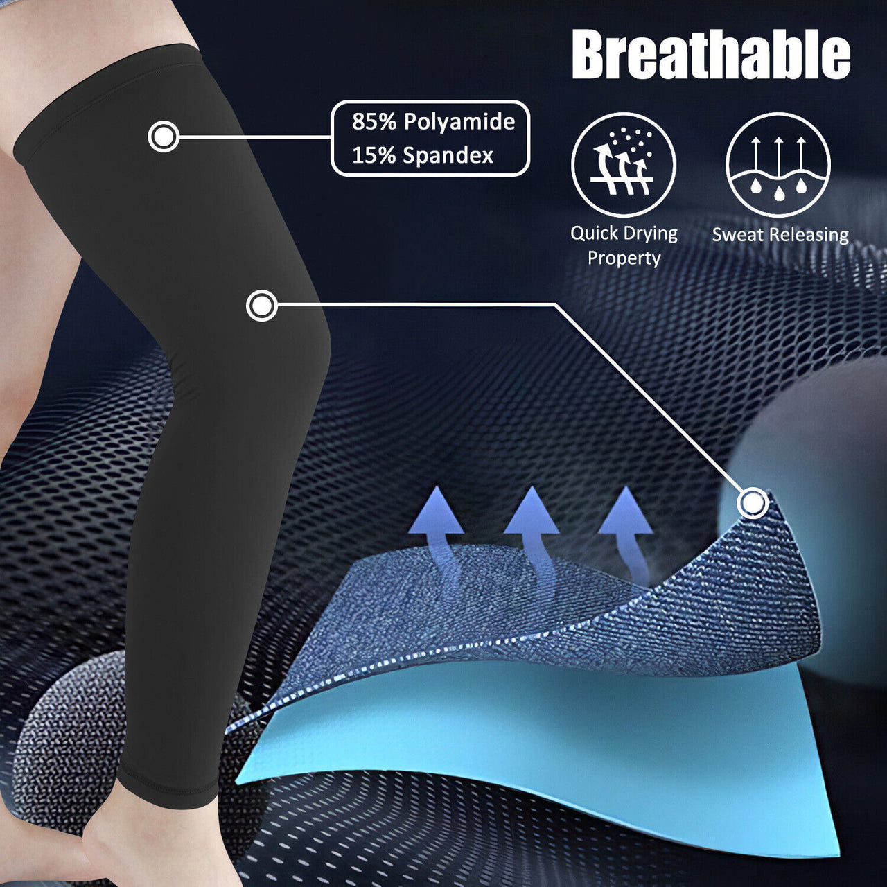 Leg Brace Knee Thigh High Compression Sleeve Socks Stockings Support Pain Relief