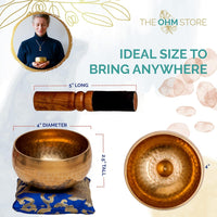 Thumbnail for Tibetan Singing Bowl Set by  — Hand Hammered Lingam Meditation Sound Bowl — Yoga, Chakra Balancing, Mindfulness, Stress and Anxiety Relief
