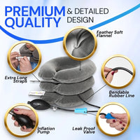 Thumbnail for Cervical Neck Traction Device - Inflatable Pillow for Alignment, Posture, Mobility (Gray)