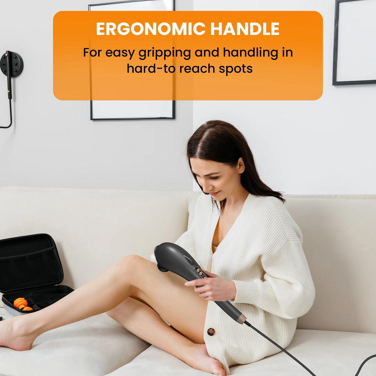 Rechargeable Handheld Massager, Corded Deep Tissue Shiatsu Massager for Neck, Back, Shoulders, Legs, Relieve Fatigue
