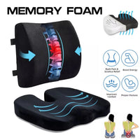 Thumbnail for Seat Cushion and Lumbar Support Pillow for Office Chair, Memory Foam Car Seat Cushions Back Support Pillows, Help Relieve Pain of Back, Lumbar, Tailbone and Sciatic Nerve (Black)