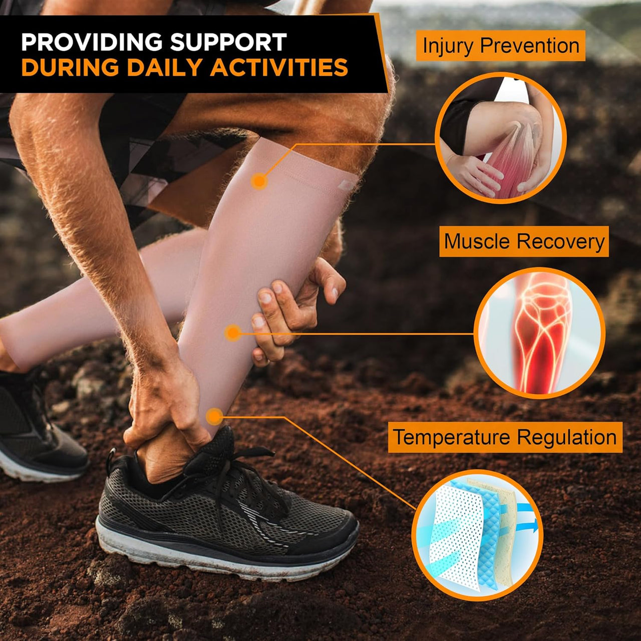 Compression Calf Sleeve for Men & Women – 20-30Mmhg Graduated Support for Running, Shin Splints, Calf Strain – Knee High, Small to 6XL plus Size