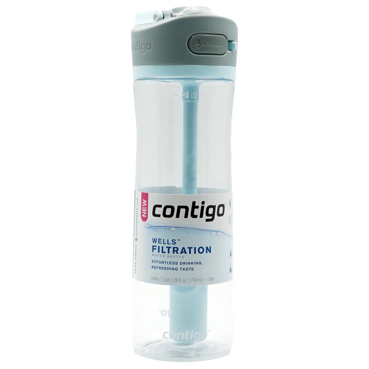 24 Oz. Wells Plastic Filter Water Bottle, White