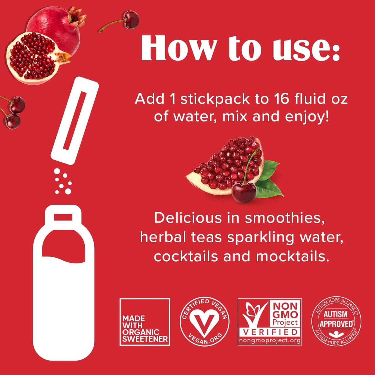 Hydration Electrolyte Drink Mix Packets, Keto Sugar-Free Cherry Pomegranate 20 Ct