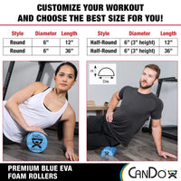 Thumbnail for Cando Blue Marble High Density EVA Foam Roller for Muscle Restoration, Massage Therapy, Sport Recovery, and Physical Therapy. 6