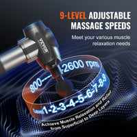 Thumbnail for VEVOR Massage Gun Deep Tissue with 9 Speed Levels & 6 Massage Heads, 24V 2500Mah Batteries, Percussion Muscle Massager for Athletes, Handheld Electric Massage Gun for Pain Relief, Muscle Relaxation