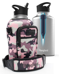 Thumbnail for Half Gallon 64Oz Water Bottle with Straw Lid Filter System + Carrying Strap Bag
