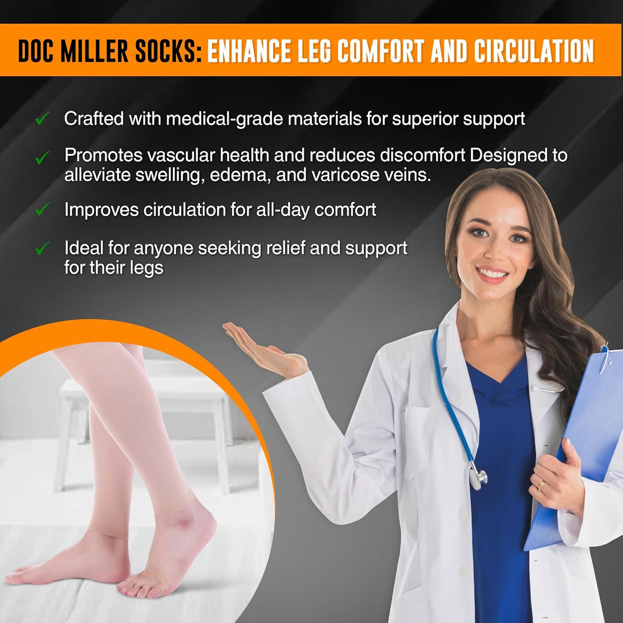 Compression Calf Sleeve for Men & Women – 20-30Mmhg Graduated Support for Running, Shin Splints, Calf Strain – Knee High, Small to 6XL plus Size