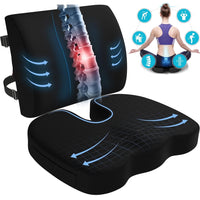 Thumbnail for Seat Cushion and Lumbar Support Pillow for Office Chair, Memory Foam Car Seat Cushions Back Support Pillows, Help Relieve Pain of Back, Lumbar, Tailbone and Sciatic Nerve (Black)