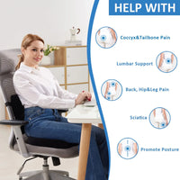 Thumbnail for Seat Cushion and Lumbar Support Pillow for Office Chair, Memory Foam Car Seat Cushions Back Support Pillows, Help Relieve Pain of Back, Lumbar, Tailbone and Sciatic Nerve (Black)
