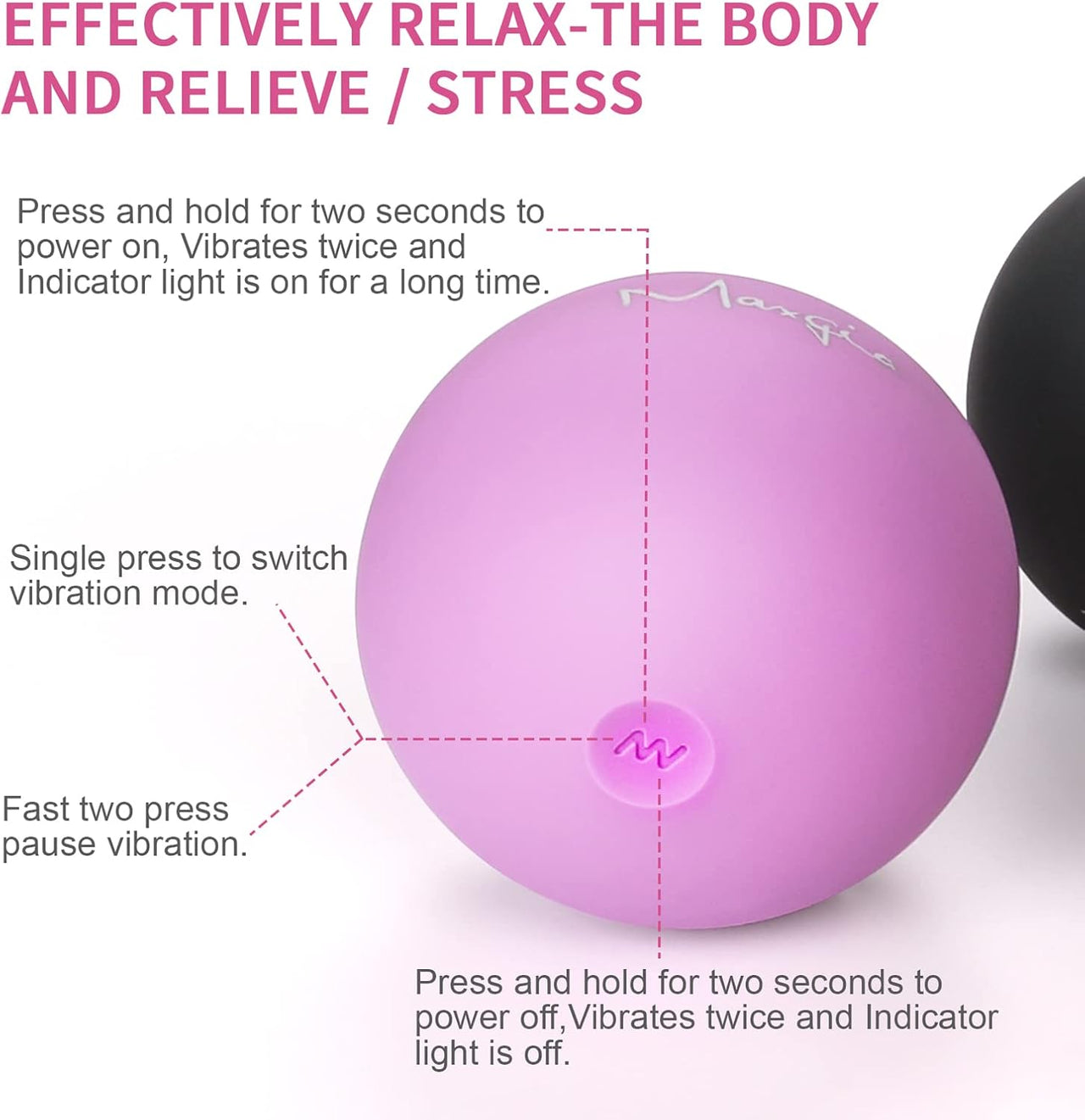 3" Single Massage Ball, 5 Speeds Vibrating Massage Ball Roller for Trigger Point Therapy, Deep Tissue Massager for Back, Neck, Foot, Myofascial Release, Pain Relief, Muscle Recovery,Purple