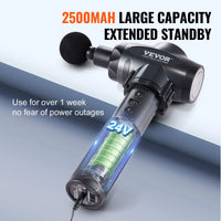 Thumbnail for VEVOR Massage Gun Deep Tissue with 9 Speed Levels & 6 Massage Heads, 24V 2500Mah Batteries, Percussion Muscle Massager for Athletes, Handheld Electric Massage Gun for Pain Relief, Muscle Relaxation