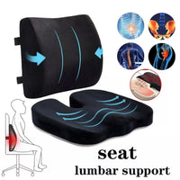 Thumbnail for Seat Cushion and Lumbar Support Pillow for Office Chair, Memory Foam Car Seat Cushions Back Support Pillows, Help Relieve Pain of Back, Lumbar, Tailbone and Sciatic Nerve (Black)
