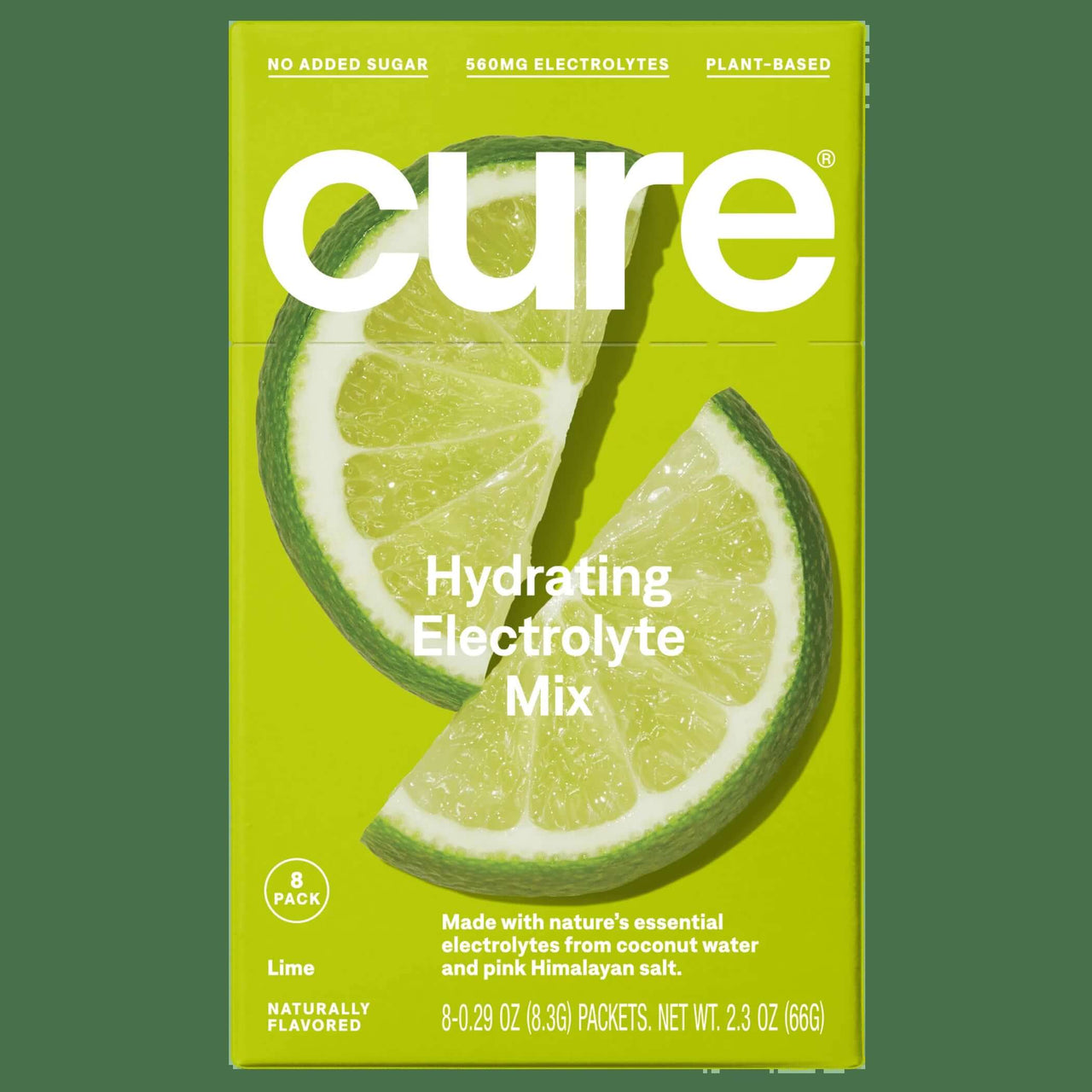 Plant Based Electrolyte Mix | Powder for Dehydration Relief | Made with Coconut Water | Non-Gmo | No Added Sugar | FSA & HSA | Vegan | Paleo Friendly | Box of 8 Packets - Lime