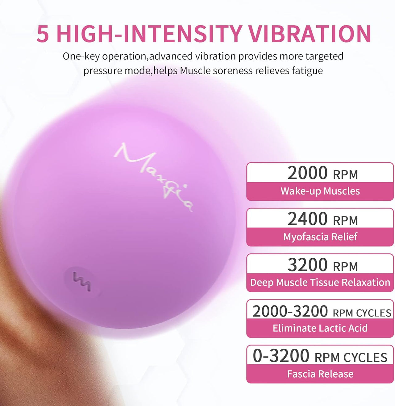 3" Single Massage Ball, 5 Speeds Vibrating Massage Ball Roller for Trigger Point Therapy, Deep Tissue Massager for Back, Neck, Foot, Myofascial Release, Pain Relief, Muscle Recovery,Purple