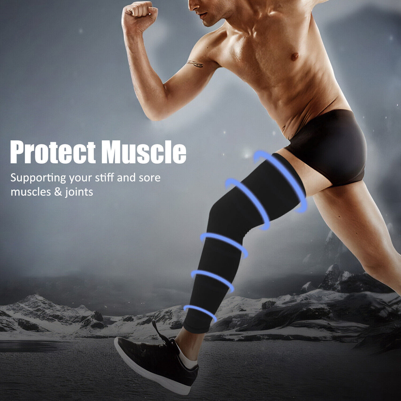 Leg Brace Knee Thigh High Compression Sleeve Socks Stockings Support Pain Relief