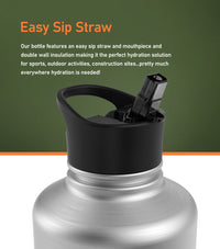 Thumbnail for Half Gallon 64Oz Water Bottle with Straw Lid Filter System + Carrying Strap Bag