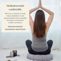 Thumbnail for Mindful & Modern Large Meditation Cushion | Zafu Yoga Bolster Meditation Floor Pillow Seat | Buckwheat Hull Filled Crescent Shaped Cushion with Removable Washable Cover + Carry Handle