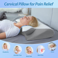 Thumbnail for Memory Foam Cervical Sleeping Pillow, 2 in 1 Ergonomic Contour Orthopedic Pillow for Neck Pain, Contoured Support Pillows for Side Back Stomach Sleepers 3.3 Lb （Gray)