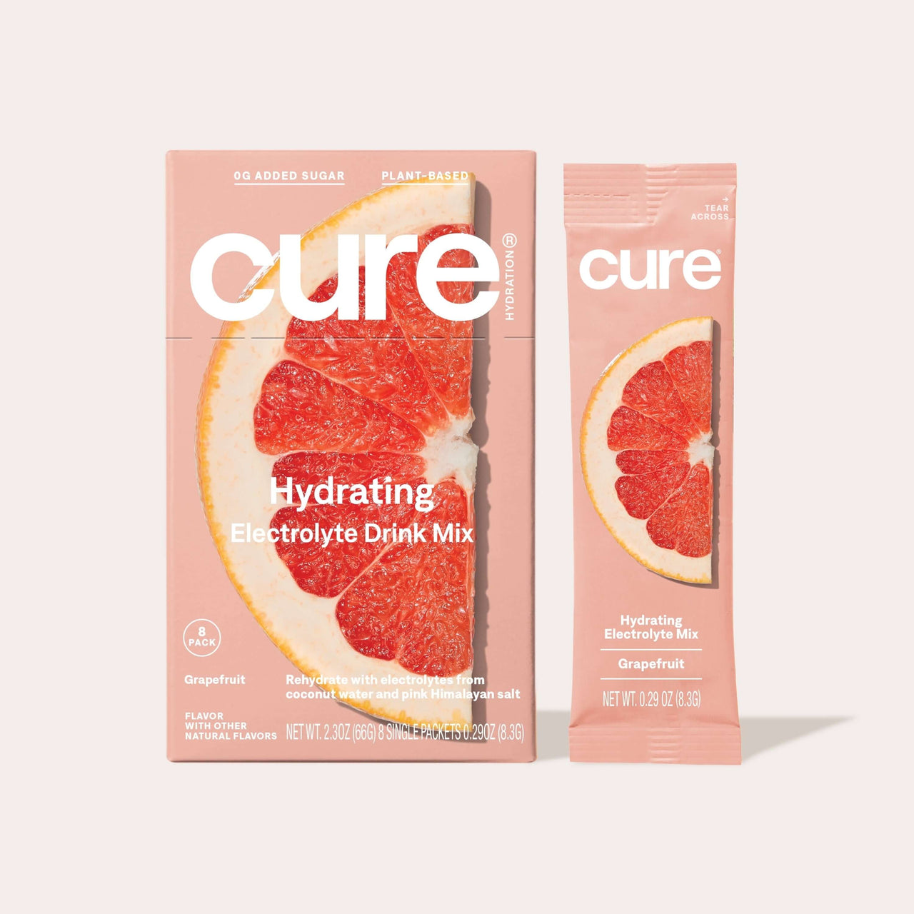 Plant Based Electrolyte Mix | Powder for Dehydration Relief | Made with Coconut Water | Non-Gmo | No Added Sugar | FSA & HSA | Vegan | Box of 8 Packets - Grapefruit