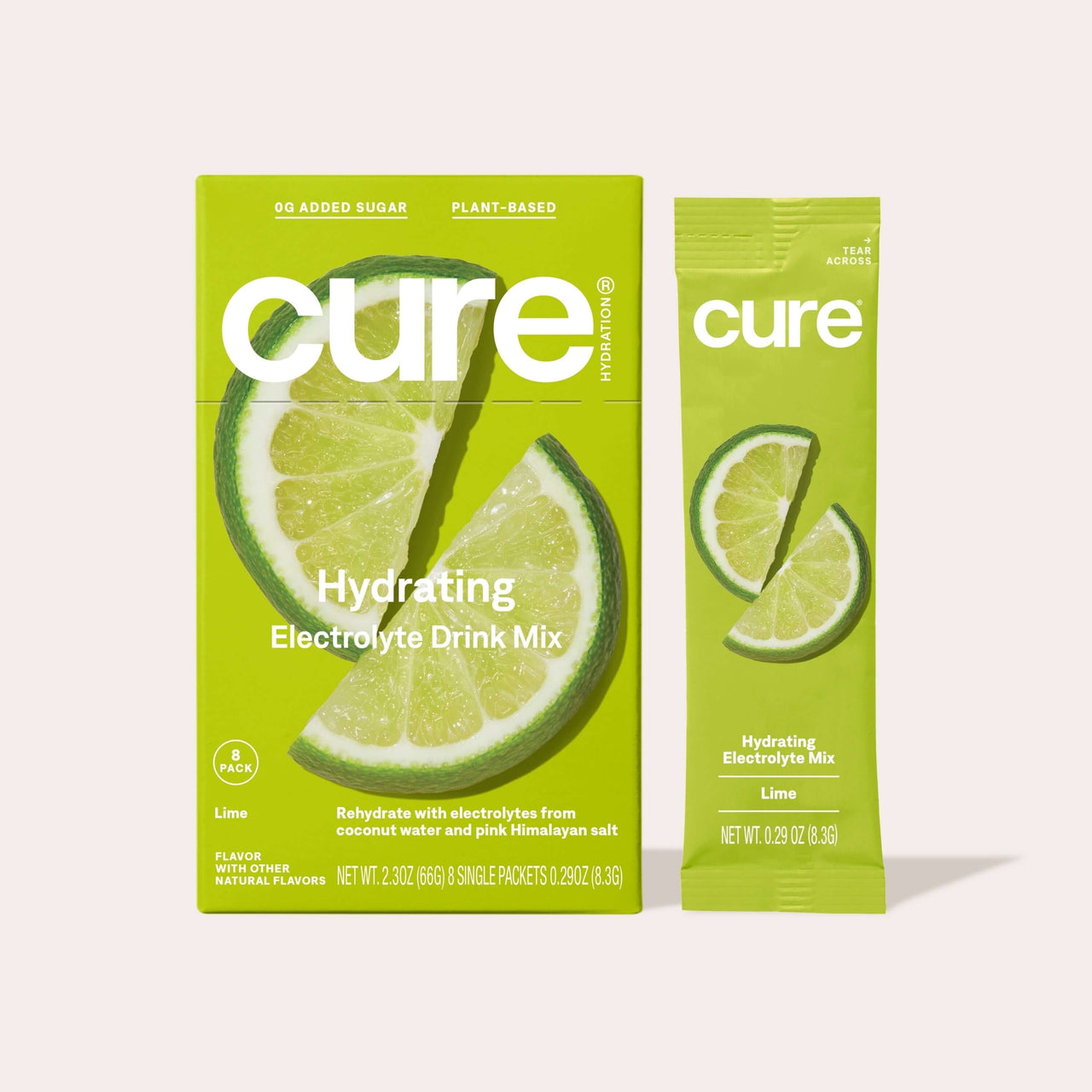 Plant Based Electrolyte Mix | Powder for Dehydration Relief | Made with Coconut Water | Non-Gmo | No Added Sugar | FSA & HSA | Vegan | Paleo Friendly | Box of 8 Packets - Lime