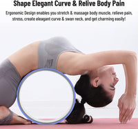 Thumbnail for Sport 12 Inch Foam Roller Yoga Wheel for Back Pain Relief, Stretching, Tissue Massage, and Spinal Alignment, Supports 350 Pounds, Silver & Blue