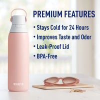 Thumbnail for 20 Oz Rose Premium Stainless Steel Leak Proof Filtered Insulated Water Bottle with Straw