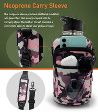 Thumbnail for Half Gallon 64Oz Water Bottle with Straw Lid Filter System + Carrying Strap Bag
