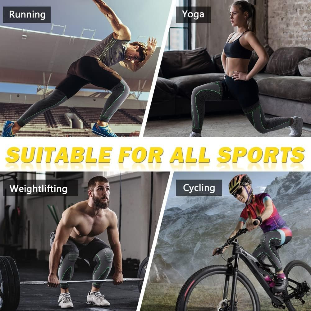 1 Pair Full Leg Compression Sleeves for Women & Men, Extra Long Leg & Calf Braces Knee Sleeve for Basketball, Football, Running, Working Out, Arthritis