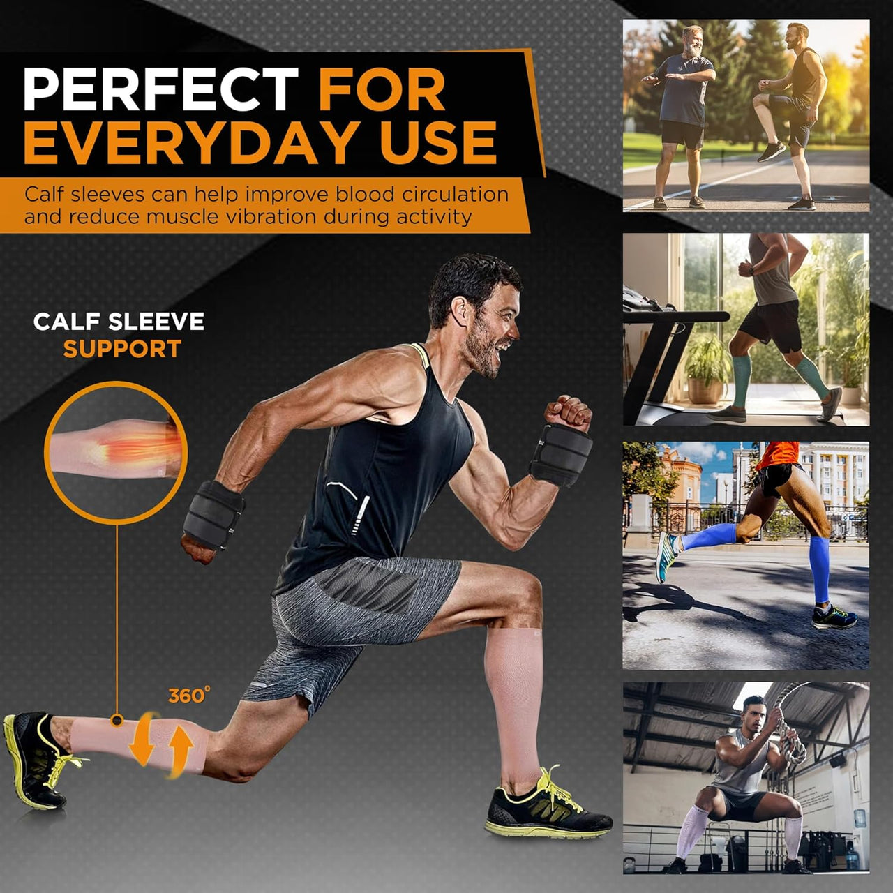 Compression Calf Sleeve for Men & Women – 20-30Mmhg Graduated Support for Running, Shin Splints, Calf Strain – Knee High, Small to 6XL plus Size