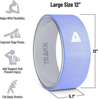 Thumbnail for Sport 12 Inch Foam Roller Yoga Wheel for Back Pain Relief, Stretching, Tissue Massage, and Spinal Alignment, Supports 350 Pounds, Silver & Blue