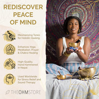 Thumbnail for Tibetan Singing Bowl Set by  — Hand Hammered Lingam Meditation Sound Bowl — Yoga, Chakra Balancing, Mindfulness, Stress and Anxiety Relief