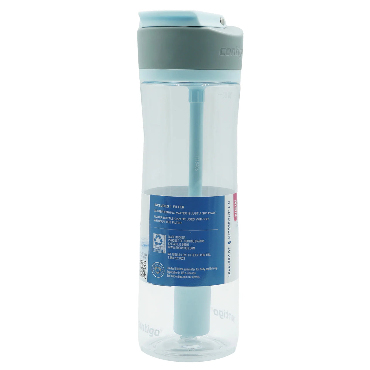 24 Oz. Wells Plastic Filter Water Bottle, White