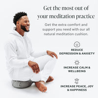 Thumbnail for Mindful & Modern Large Meditation Cushion | Zafu Yoga Bolster Meditation Floor Pillow Seat | Buckwheat Hull Filled Crescent Shaped Cushion with Removable Washable Cover + Carry Handle