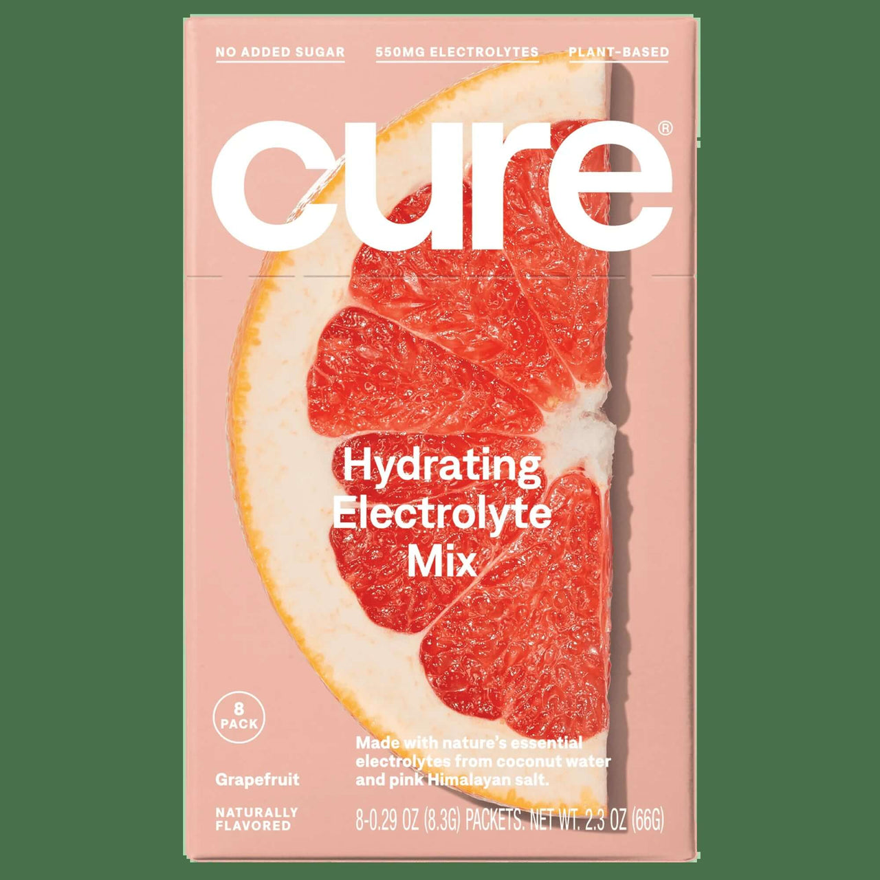 Plant Based Electrolyte Mix | Powder for Dehydration Relief | Made with Coconut Water | Non-Gmo | No Added Sugar | FSA & HSA | Vegan | Box of 8 Packets - Grapefruit