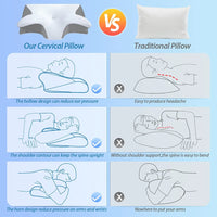 Thumbnail for Memory Foam Cervical Sleeping Pillow, 2 in 1 Ergonomic Contour Orthopedic Pillow for Neck Pain, Contoured Support Pillows for Side Back Stomach Sleepers 3.3 Lb （Gray)