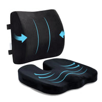 Thumbnail for Seat Cushion and Lumbar Support Pillow for Office Chair, Memory Foam Car Seat Cushions Back Support Pillows, Help Relieve Pain of Back, Lumbar, Tailbone and Sciatic Nerve (Black)