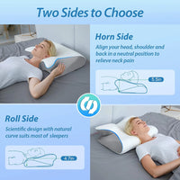 Thumbnail for Memory Foam Cervical Sleeping Pillow, 2 in 1 Ergonomic Contour Orthopedic Pillow for Neck Pain, Contoured Support Pillows for Side Back Stomach Sleepers 3.3 Lb （Gray)