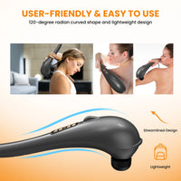 Thumbnail for Rechargeable Handheld Massager, Corded Deep Tissue Shiatsu Massager for Neck, Back, Shoulders, Legs, Relieve Fatigue