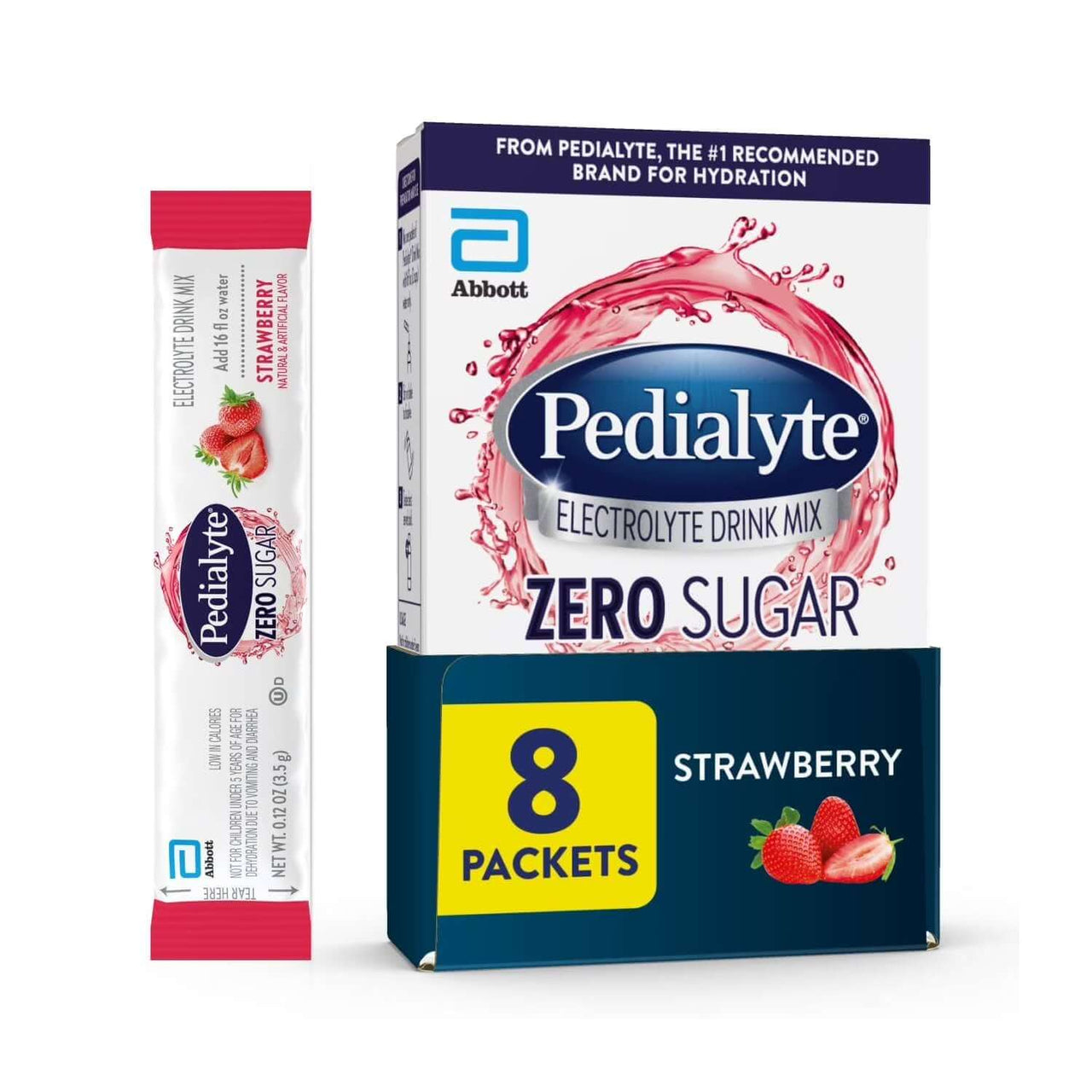 Electrolyte Drink Mix with Zero Sugar, Strawberry, 8 Powder Packets