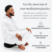 Thumbnail for Mindful & Modern Large Meditation Cushion | Zafu Yoga Bolster Meditation Floor Pillow Seat | Buckwheat Hull Filled Crescent Shaped Cushion with Removable Washable Cover + Carry Handle