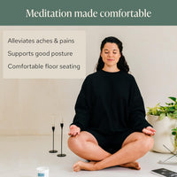 Thumbnail for Mindful & Modern Large Meditation Cushion | Zafu Yoga Bolster Meditation Floor Pillow Seat | Buckwheat Hull Filled Crescent Shaped Cushion with Removable Washable Cover + Carry Handle