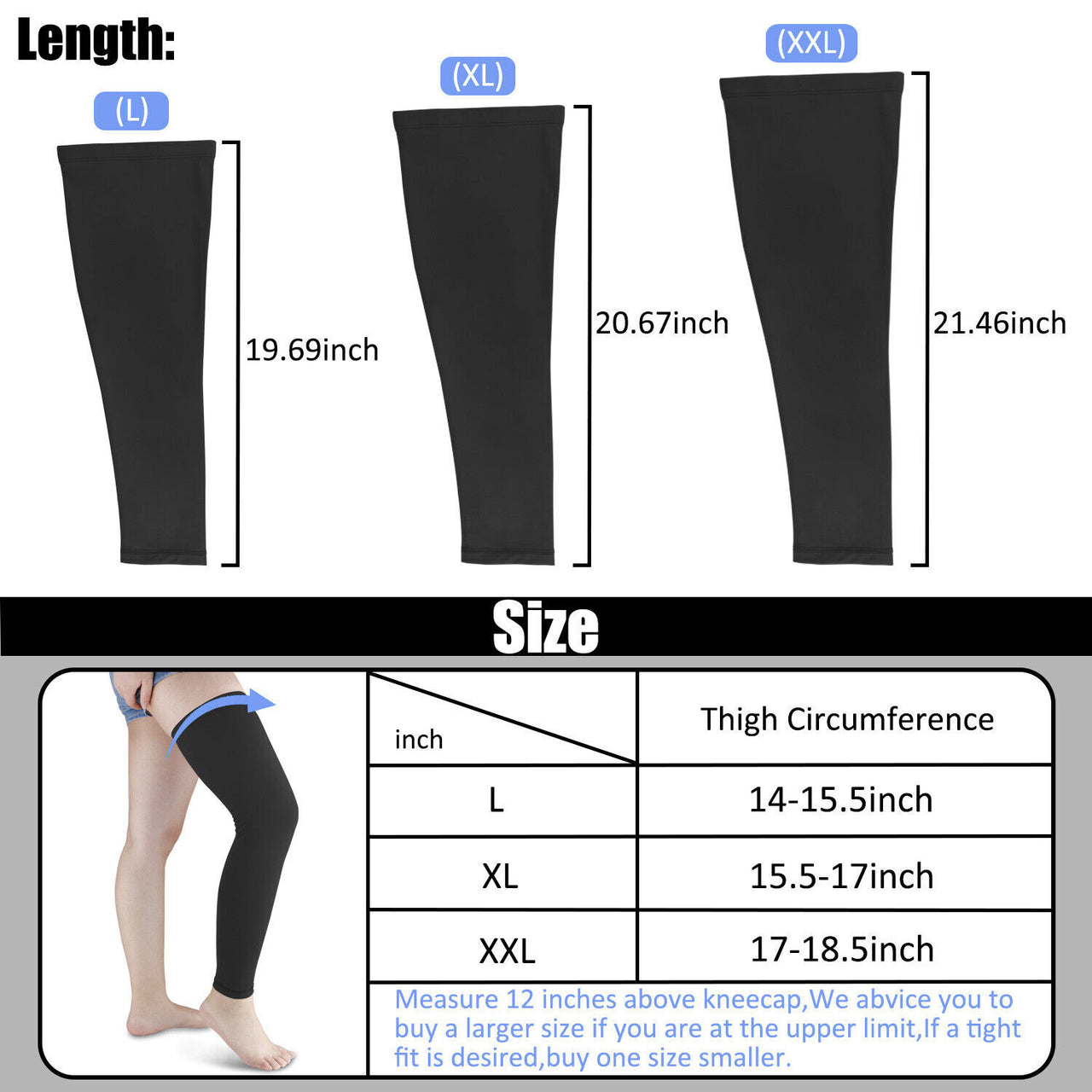 Leg Brace Knee Thigh High Compression Sleeve Socks Stockings Support Pain Relief