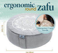 Thumbnail for Meditation Cushion - Comfortable Floor Pillow - Traditional Tibetan Meditation Pillow with Beautiful Velvet Cover - Large Floor Cushion Seating for Adults - Premium Yoga Buckwheat Bolster